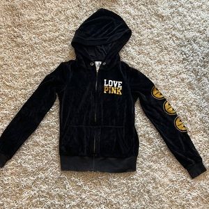 VS Pink Velour Steelers Zip Up Hoodie in XS